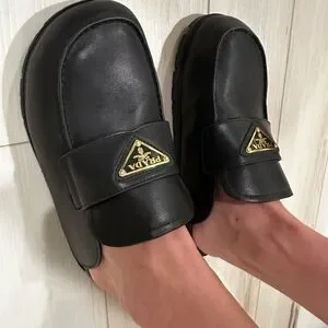 Prada Black Leather Slip-On Loafers